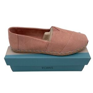 NEW Toms Alpargata Leather Wrap Flats Slip On Shoes Rose Beige Suede Braided